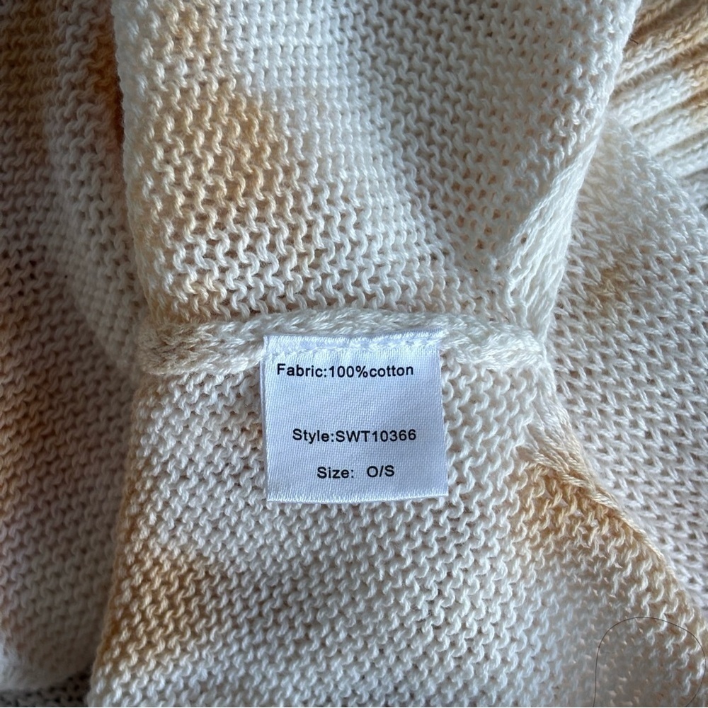 Elan 100% Cotton Latte Oversized Tie Dye Cream and Tan V-Neck Sweater OSFM O/S - Picture 8 of 9